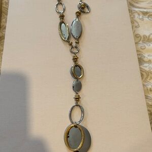 Chico’s Mixed Metal Y Gold&Silver lightly hammered necklace